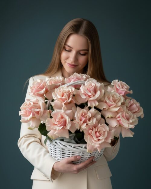 Корзина из 25 французских роз