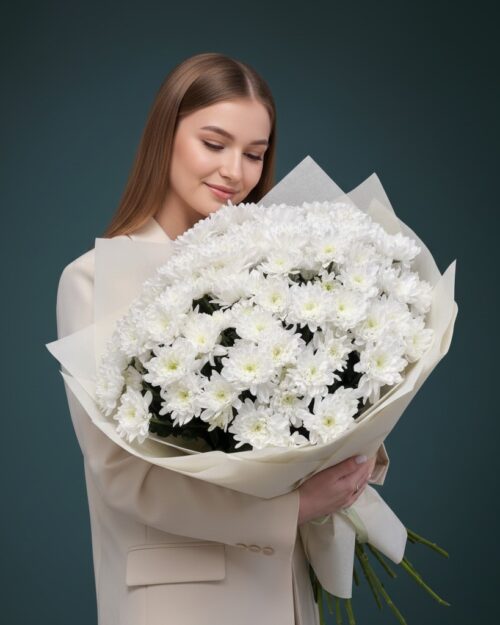 15 кустовых хризантем в упаковке