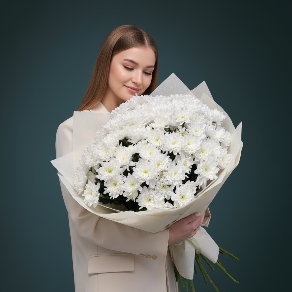 15 кустовых хризантем в упаковке