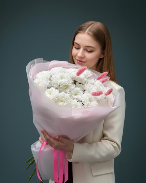 Букет из 5 кустовых хризантем