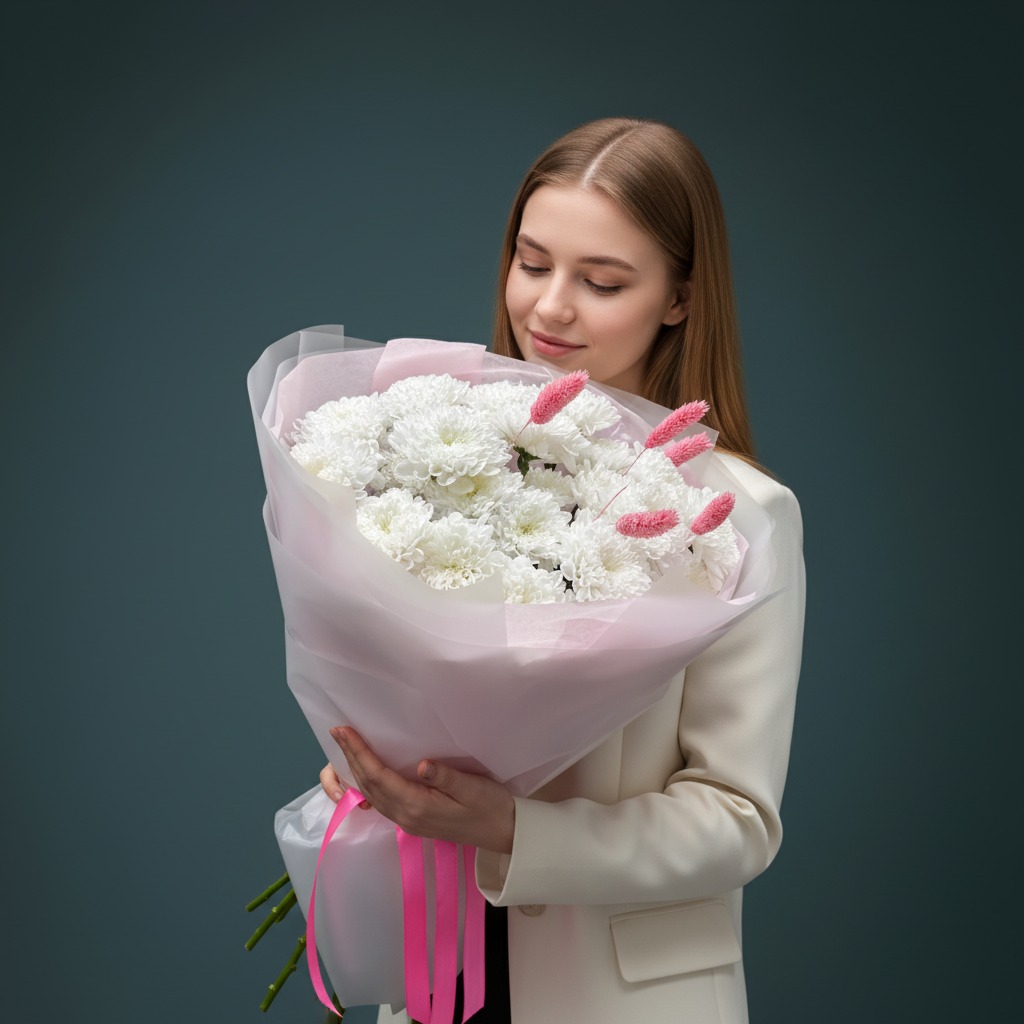 Букет из 5 кустовых хризантем